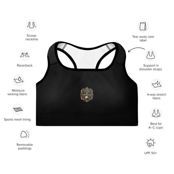 All-Over Print Padded Sports Bra Black