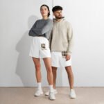 All-Over Print Unisex Athletic Long Shorts White