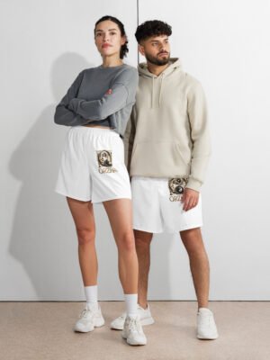 All-Over Print Unisex Athletic Long Shorts White