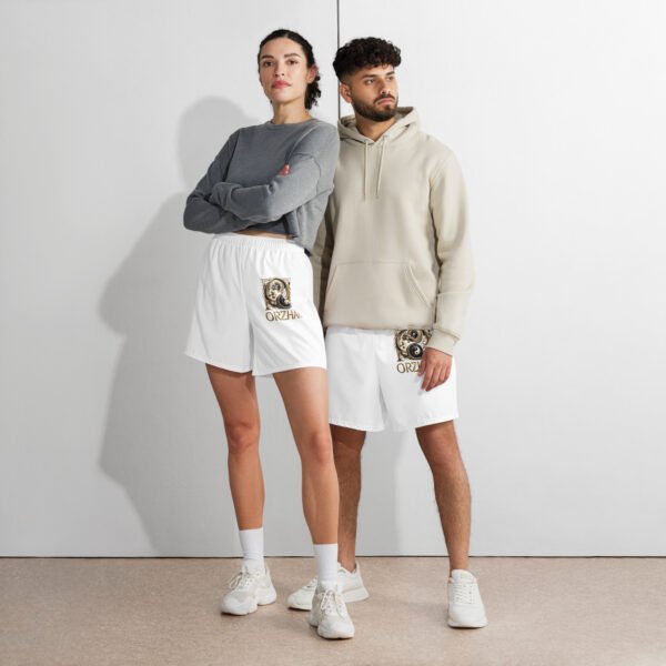 All-Over Print Unisex Athletic Long Shorts White