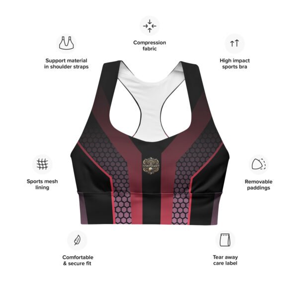 All-Over Print Recycled Longline Sports Bra Vortex Pulse