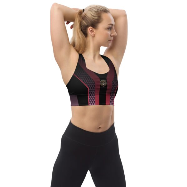 All-Over Print Recycled Longline Sports Bra Vortex Pulse