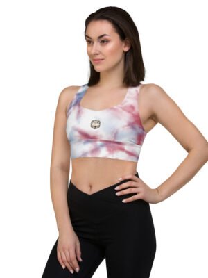 All-Over Print Recycled Longline Sports Bra Celestial Cloud