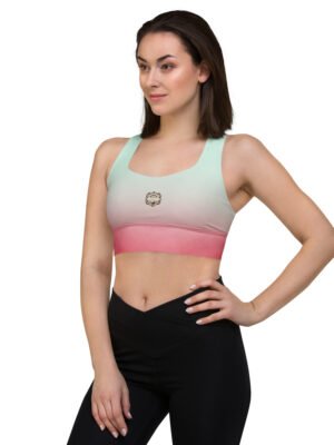 All-Over Print Recycled Longline Sports Bra Mint Rose