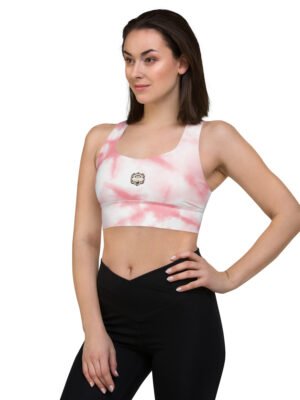 All-Over Print Recycled Longline Sports Bra Pink Dawn