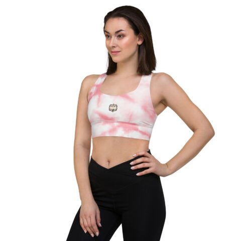 All-Over Print Recycled Longline Sports Bra Pink Dawn