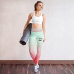 All-Over Print Yoga Leggings Mint Rose
